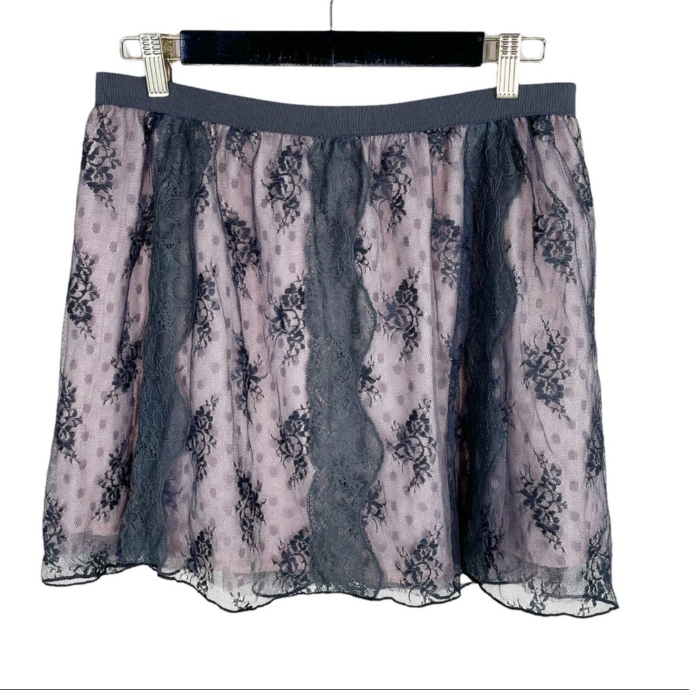 American Eagle Pink Black Lace Mini Skirt - Picture 1 of 6